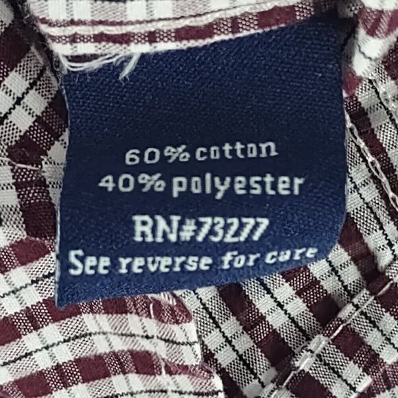 Croft & Barrow Cotton Blend Burgundy & White Checkered Button-Down Shirt. Size L - Picture 12 of 13